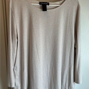 Soft Works Beige & White Striped Women's Long Sleeve Top